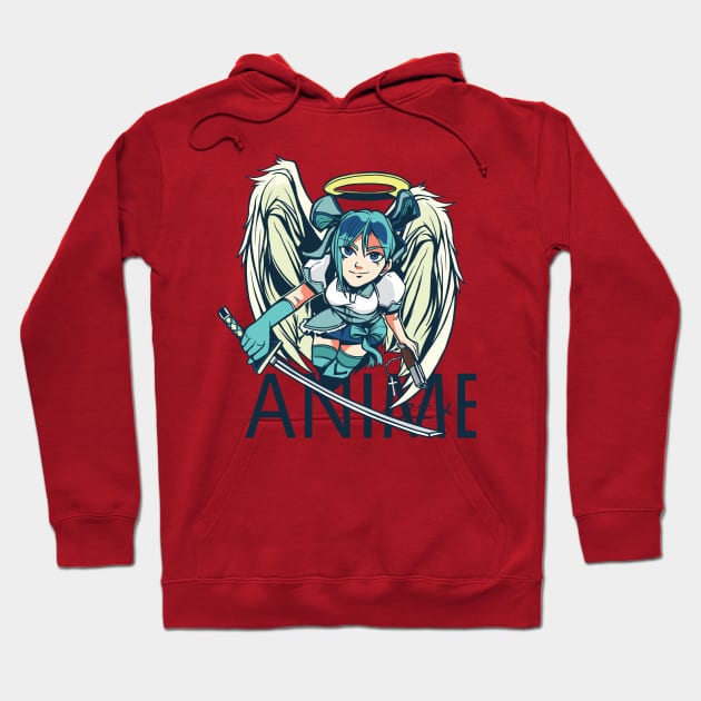 Anime Angel Warrior Girl Hoodie by Kali Space